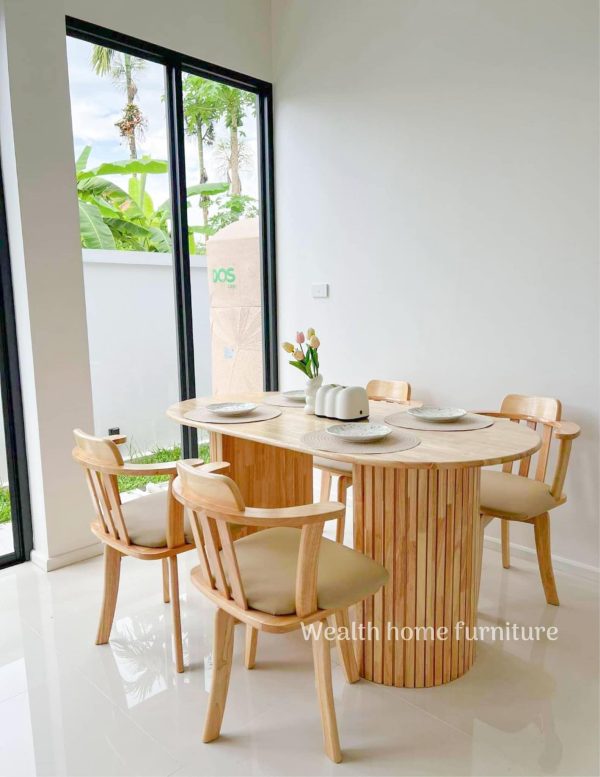 โต๊ะระแนง150ซม.+เก้าอี้หมุน 4ที่นั่ง - Image 8