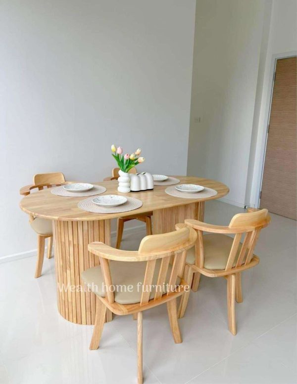 โต๊ะระแนง150ซม.+เก้าอี้หมุน 4ที่นั่ง - Image 4